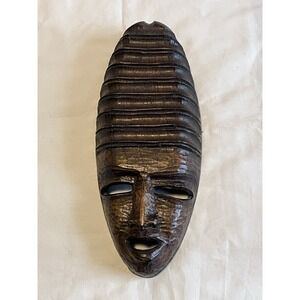 Vintage Hand Carved Wooden Tribal Mask Wall Hanging Folk Art Native African